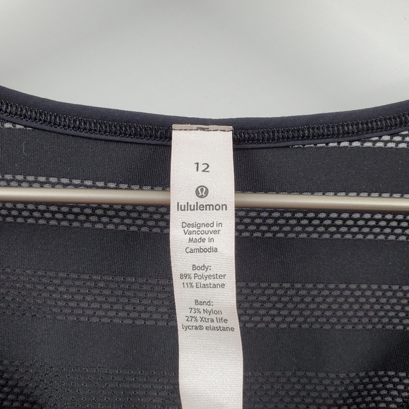 Lululemon Peloton Together We Go Far Off and Running Tank Black Striped Sheer - Picture 6 of 7